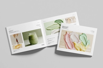 Free US Letter Landscape Brochure Mockup Scene Presentation
