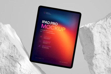 iPad Pro Mockup Between Rocks