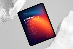 iPad Pro Mockup Framed by Rocks